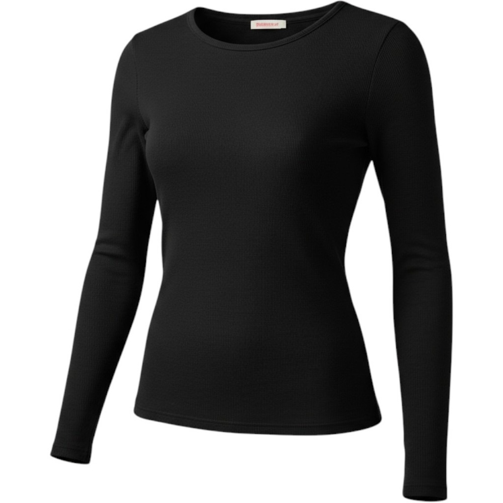 Toi Du Monde Black Long Sleeve Boat Neck Top Ribbed Knit Slim Fit Shirt Womens M